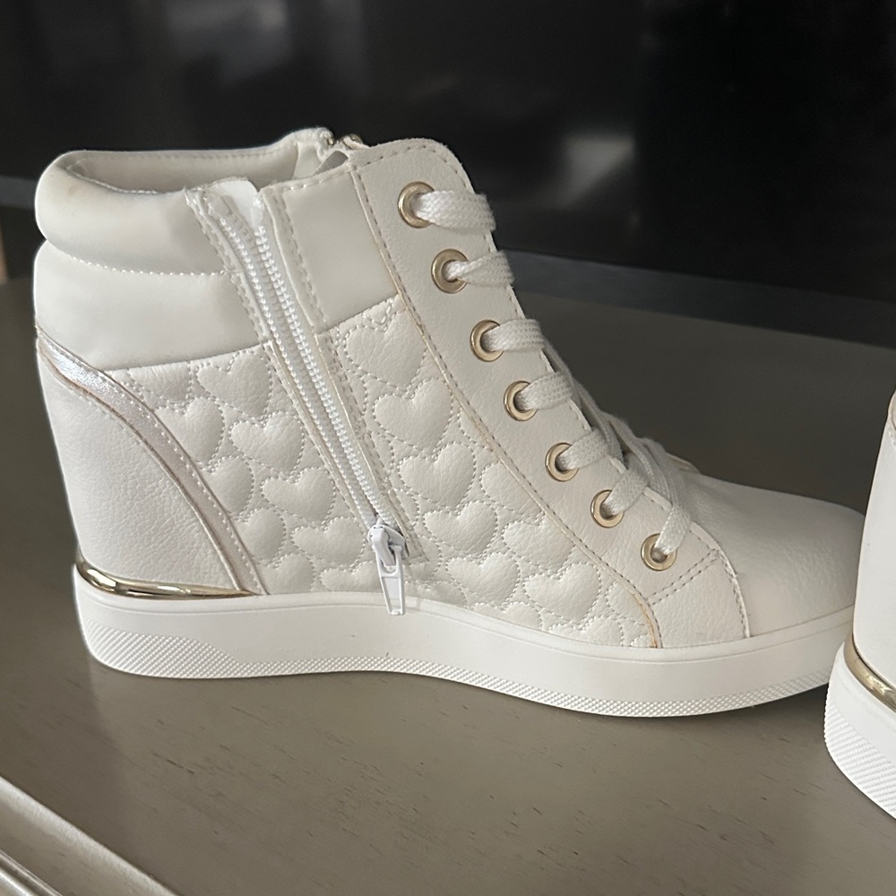 Aldo White Quilted Wedge Sneakers - Picture 2 of 4